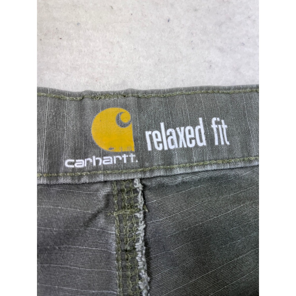 Carhartt Relaxed Fit Work Pants Canvas Cargo Pockets Olive Green Men 38x32 Heavy - Picture 5 of 12
